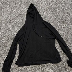 Black Hooded Women's Top with pattern (see up close photo)